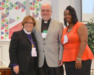 Secretary Ray Miller with Bishop Burkat and Vice President Tracey Beasley.