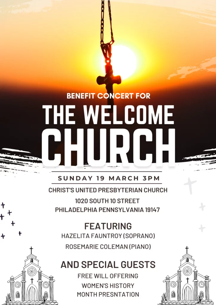 Benefit concert for The Welcome Church Sunday, March 19, 3 p.m.